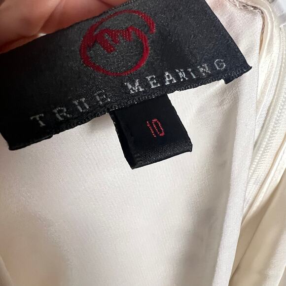 Vintage True Meaning Ivory Silk Floral Printed Ruffled Asymmetric Skirt Size 10 - Picture 9 of 10